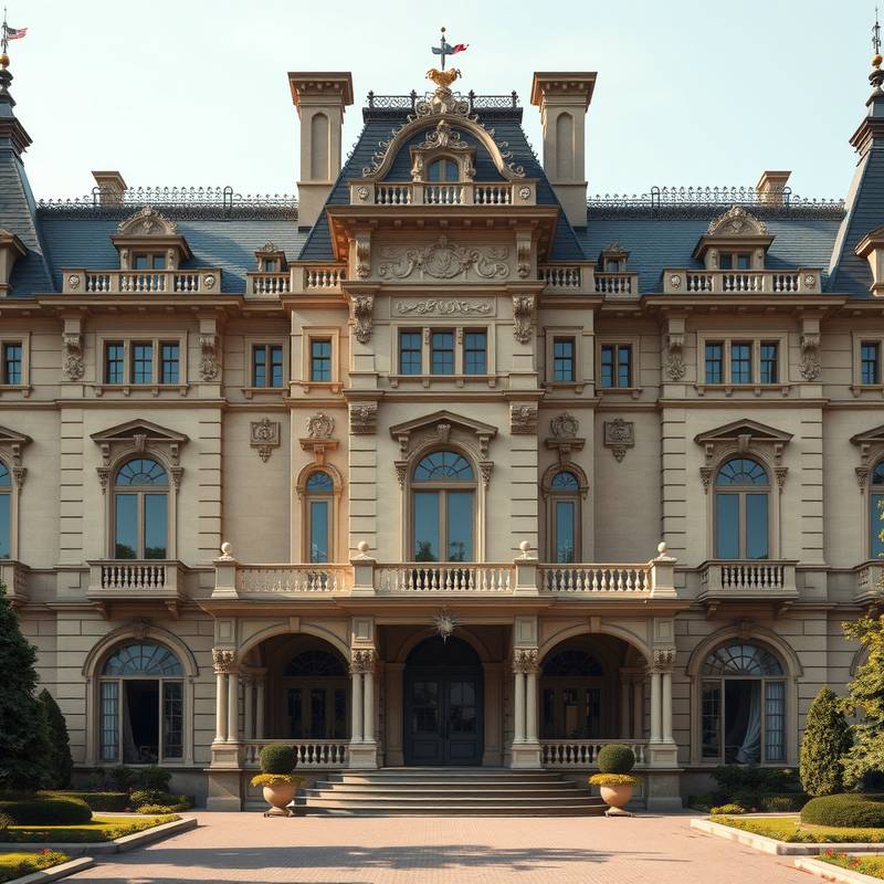 Historic Mansion - Elaborate facade of a grand old mansion.
