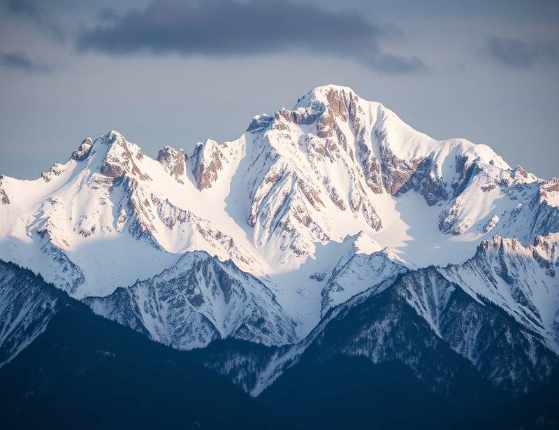 Snowy Mountain Peaks - Jagged mountain range covered in snow.