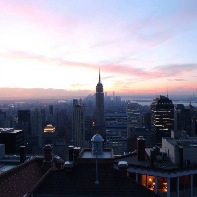 Urban Rooftop - Breathtaking skyline view at dusk.
